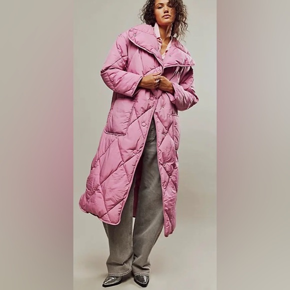 We The Free Joanna Maxi Puffer Jacket -pink frosting NEW - Picture 1 of 12